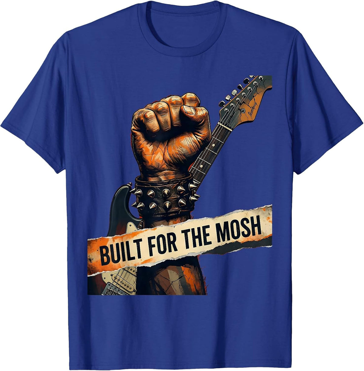 Built for the Mosh 80s Rock Band Design T-Shirt - Royal Blue