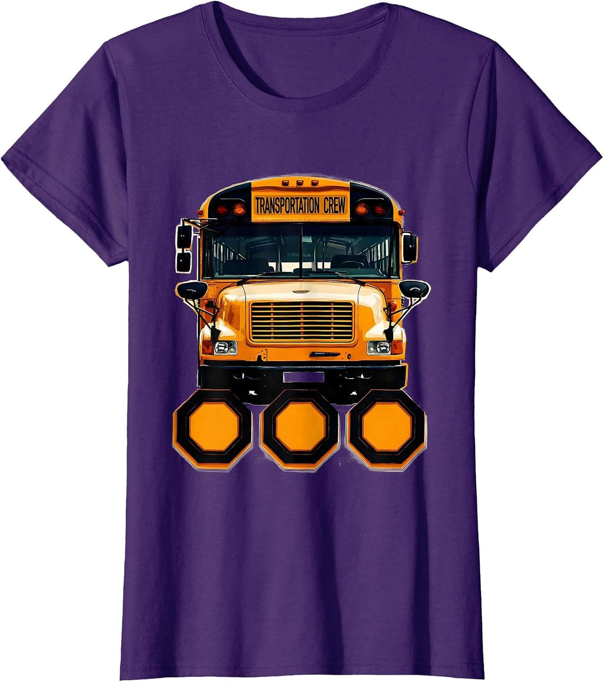 Women's Transportation Crew Screenprint School Bus Driver T-Shirt - Purple