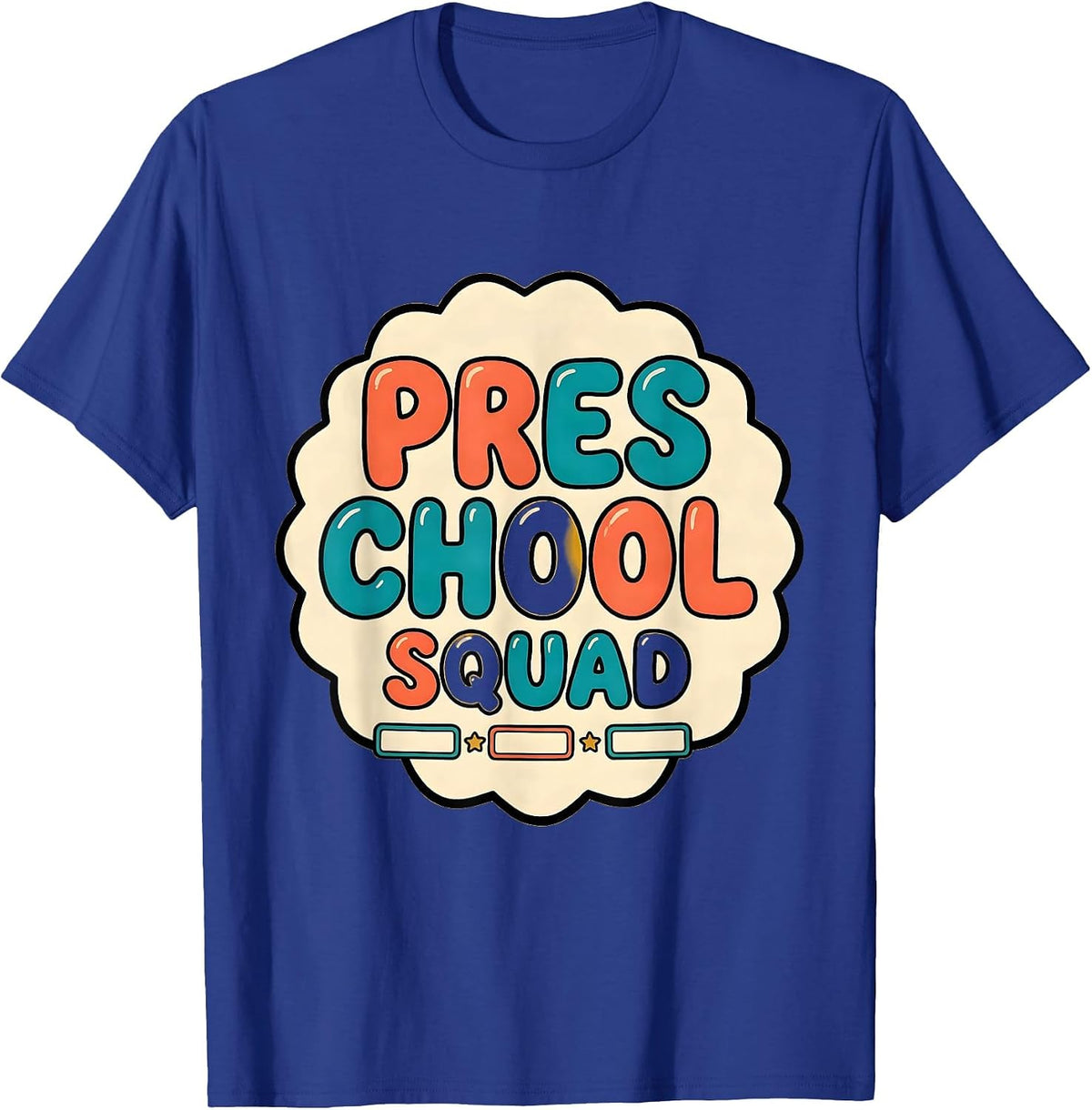 Preschool Squad Childcare Provider Daycare Teacher Back T-Shirt - Royal Blue