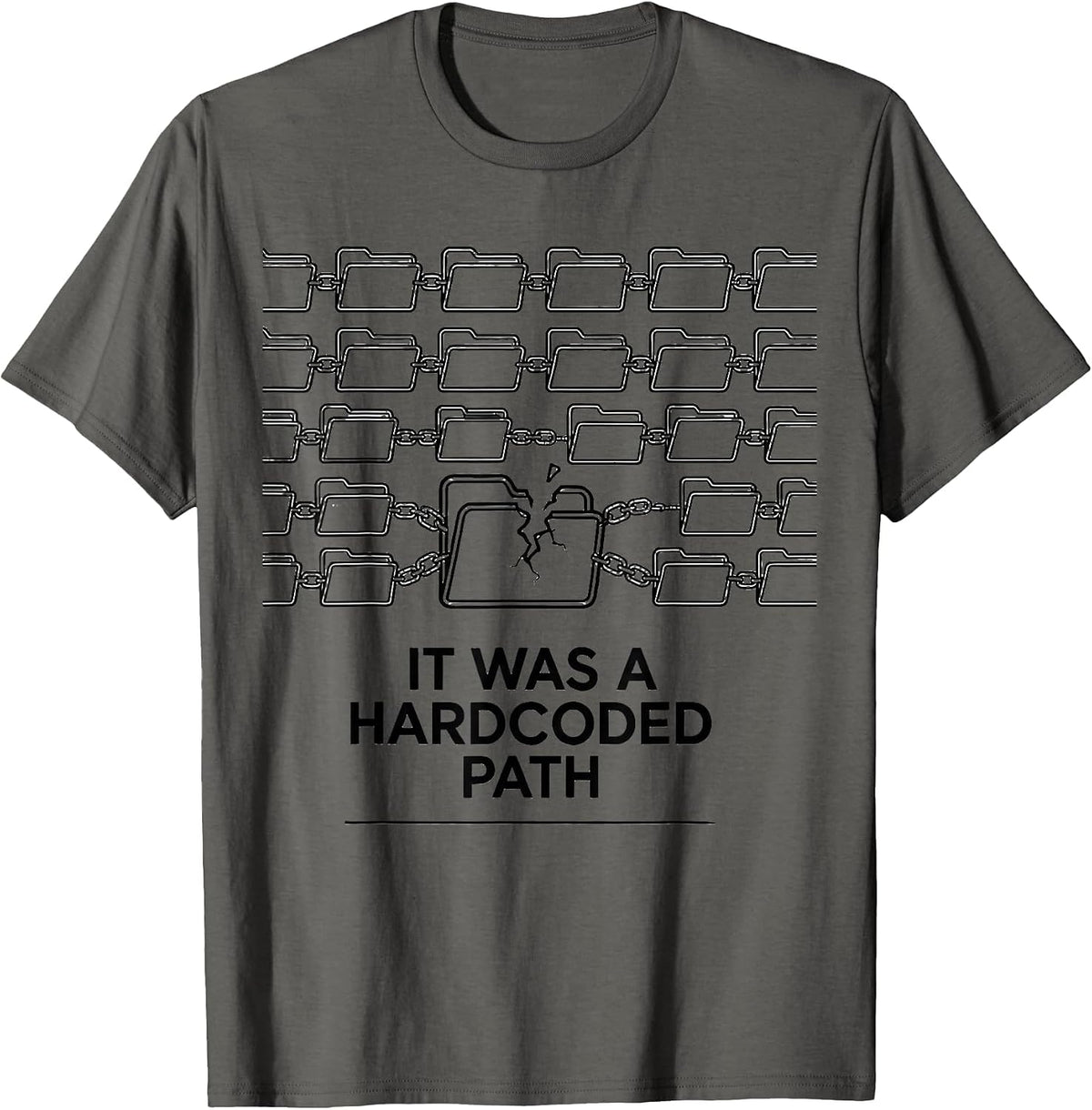 Men's It Was A Hardcoded Path Funny IT Support Programmer Tech T-Shirt - Asphalt Grey