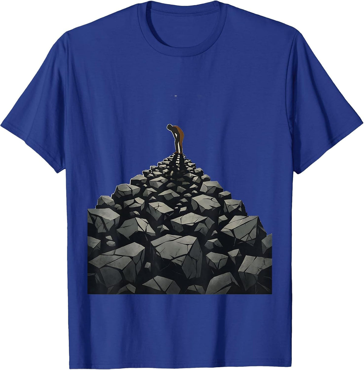 Weighted Anxiety Shadow Oversized Illustration T-Shirt - Royal Blue