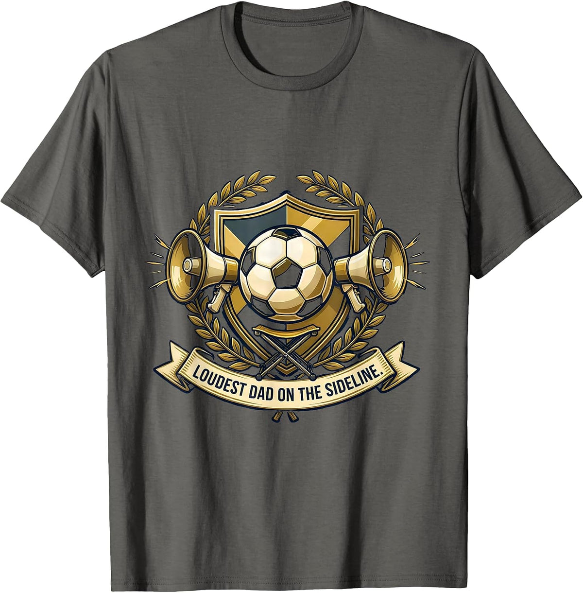 Men's Loudest Dad On The Sideline Soccer Dad Design T-Shirt - Asphalt Grey