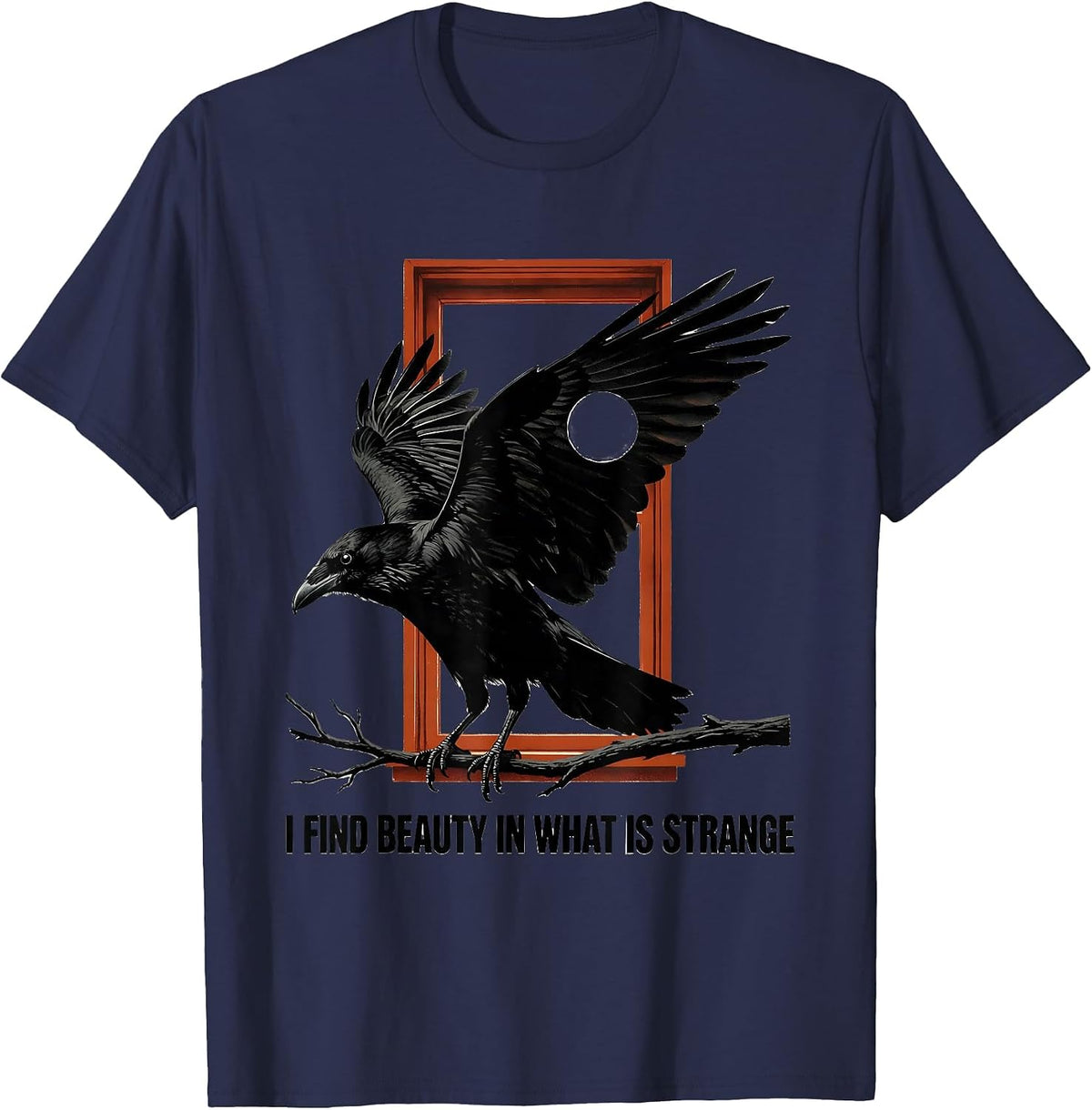Men's I Find Beauty In What Is Strange Gothic Edgar Allan Poe T-Shirt - Navy Blue