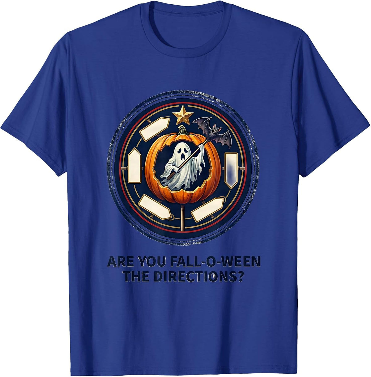 Men's Are You Fall-O-Ween The Directions Playful Teacher Halloween T-Shirt - Royal Blue
