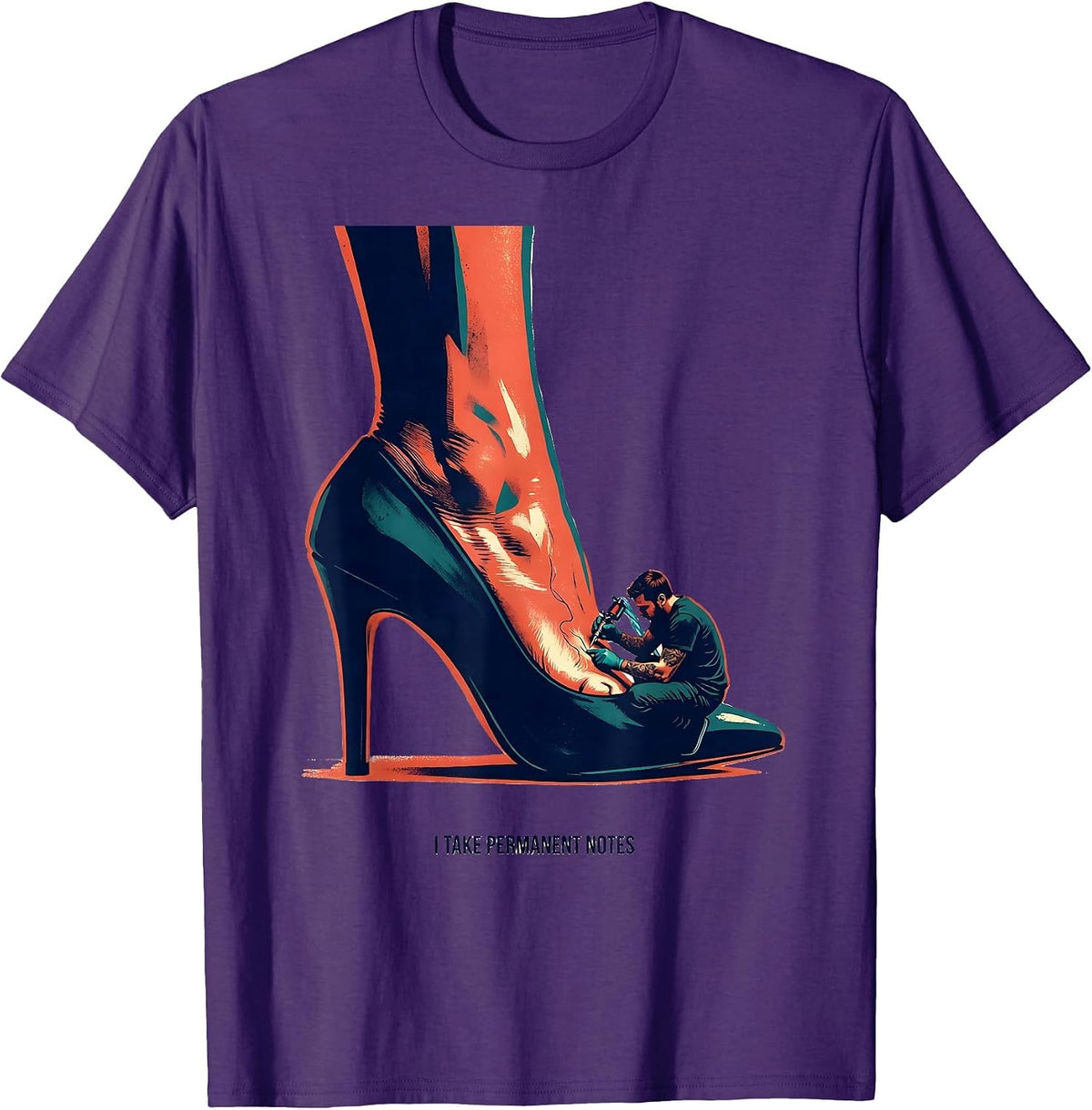 Men's I Take Permanent Notes Funny Tattoo Artist Humor Tattoo T-Shirt - Purple
