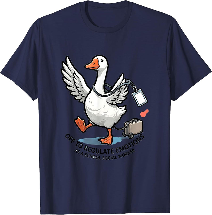 Off To Regulate Emotions As A School Social Worker Funny T-Shirt - Navy Blue