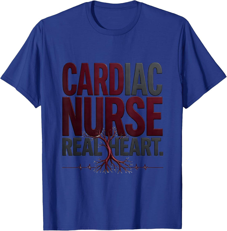 Cardiac Nurse Real Heart Bold Typography Medical Humor T-Shirt - Royal Blue