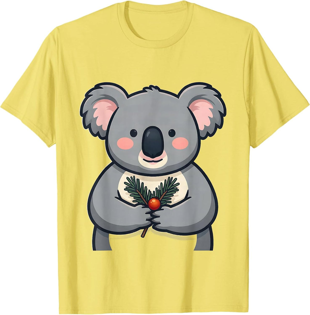 Men's Rounded Koala Hug Cute Kawaii Animal Lover Gift T-Shirt - Lemon Yellow