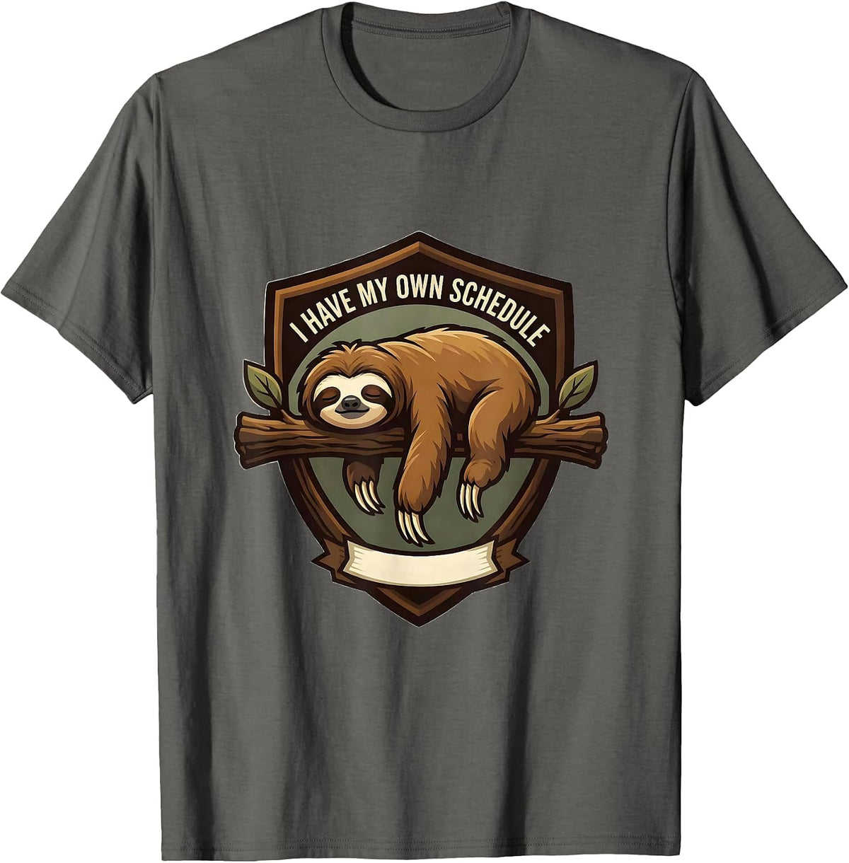 I Have My Own Schedule Funny Sloth Lover Lazy Humor T-Shirt - Asphalt Grey