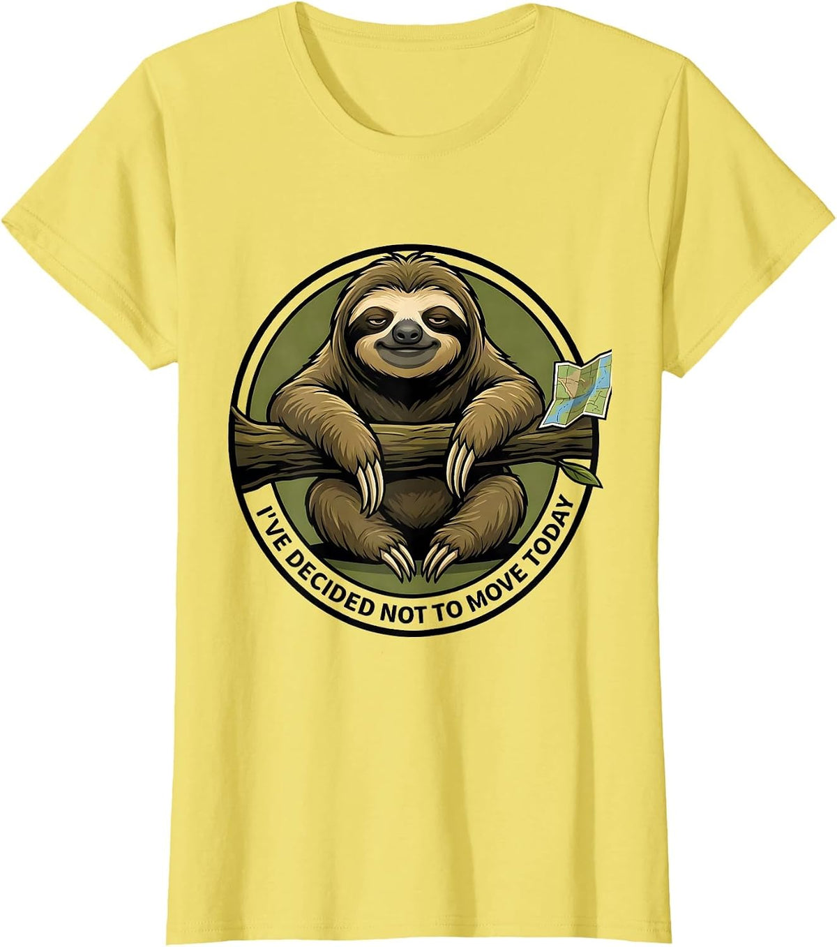 I've Decided Not To Move Today Funny Sloth Lover Lazy Humor T-Shirt - Lemon Yellow