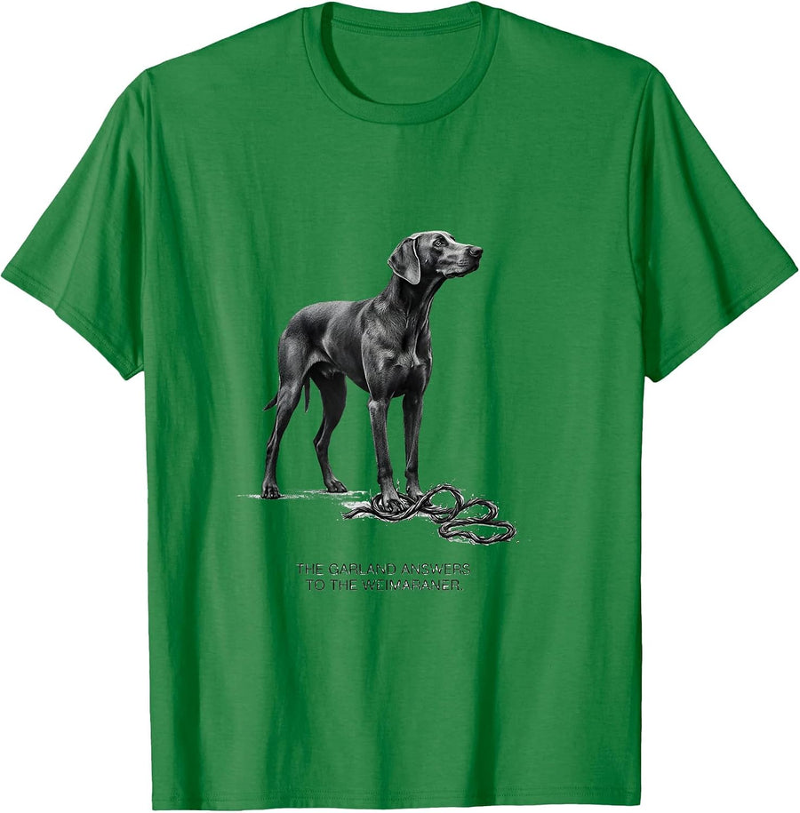 Men's The Garland Answers To The Weimaraner Funny Christmas Dog T-Shirt - Kelly Green
