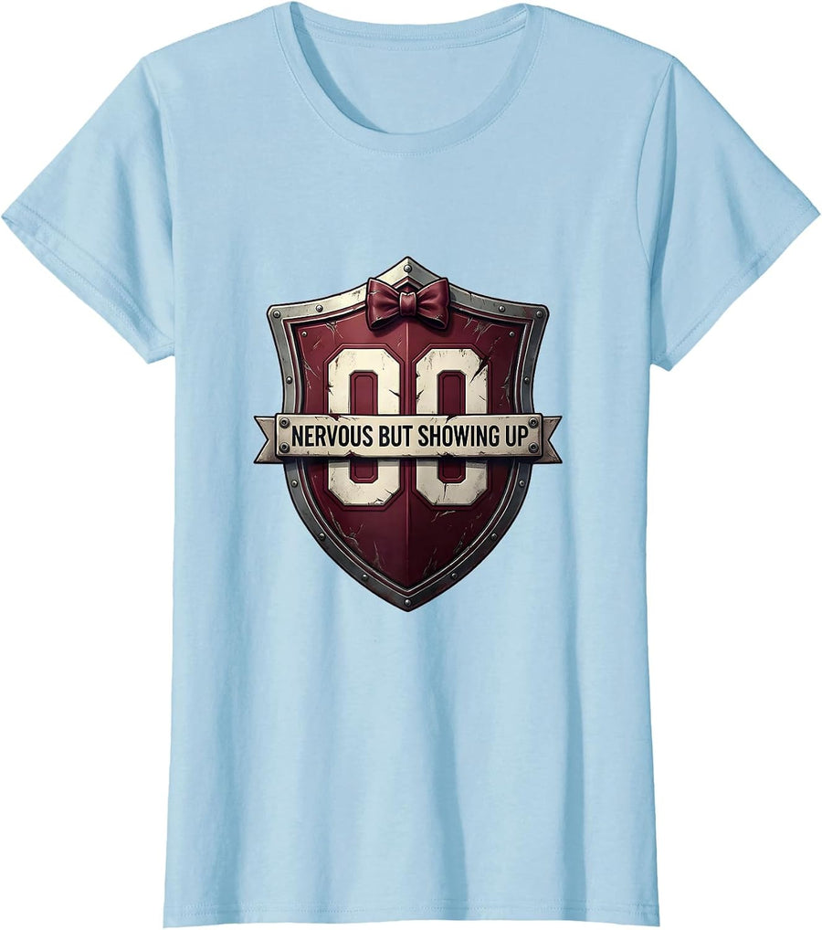 Women's Nervous But Showing Up Anxiety Awareness Design T-Shirt - Baby Blue