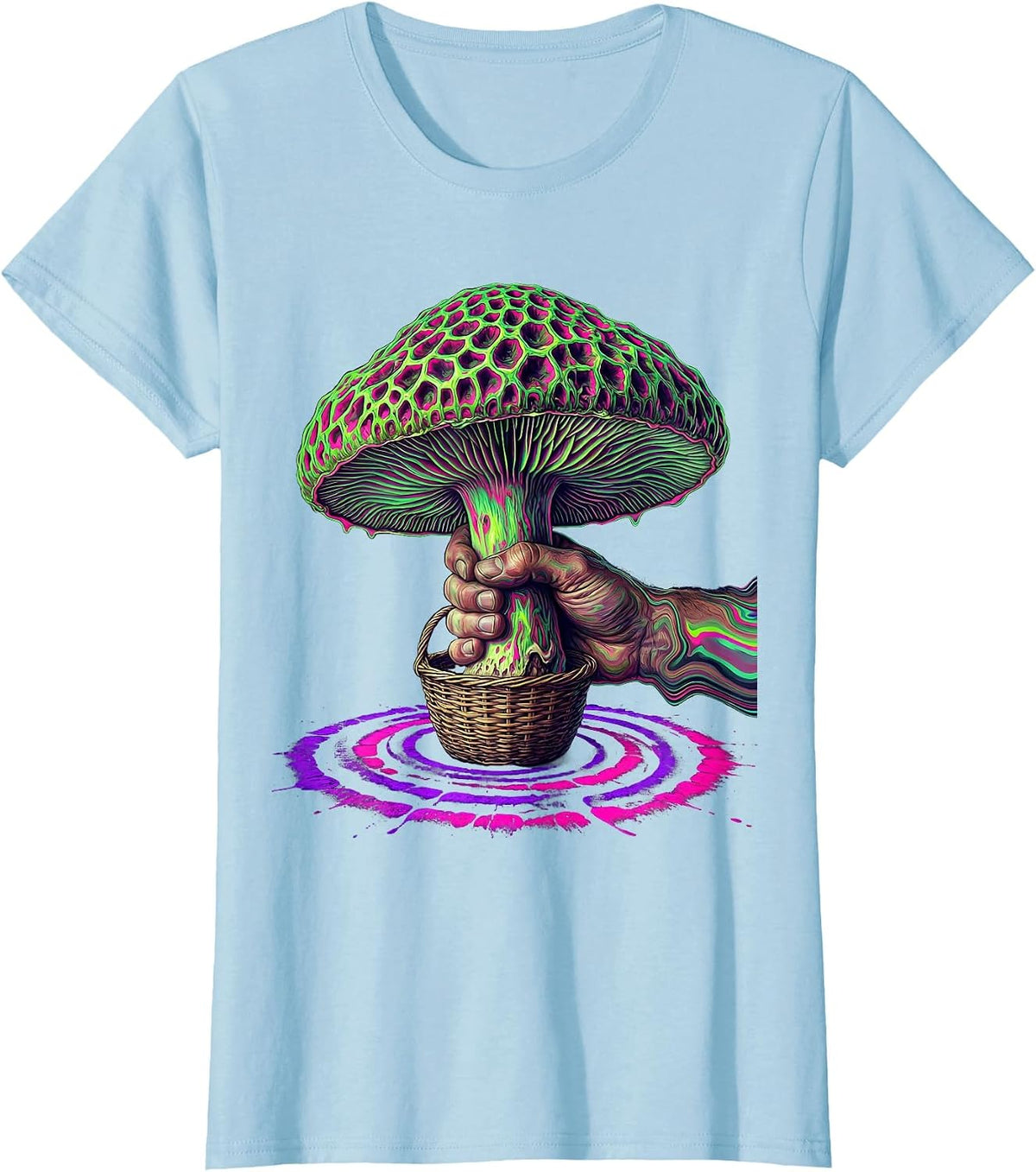 Women's Oversized Morel Psychedelic Mushroom Forager Gift T-Shirt - Baby Blue