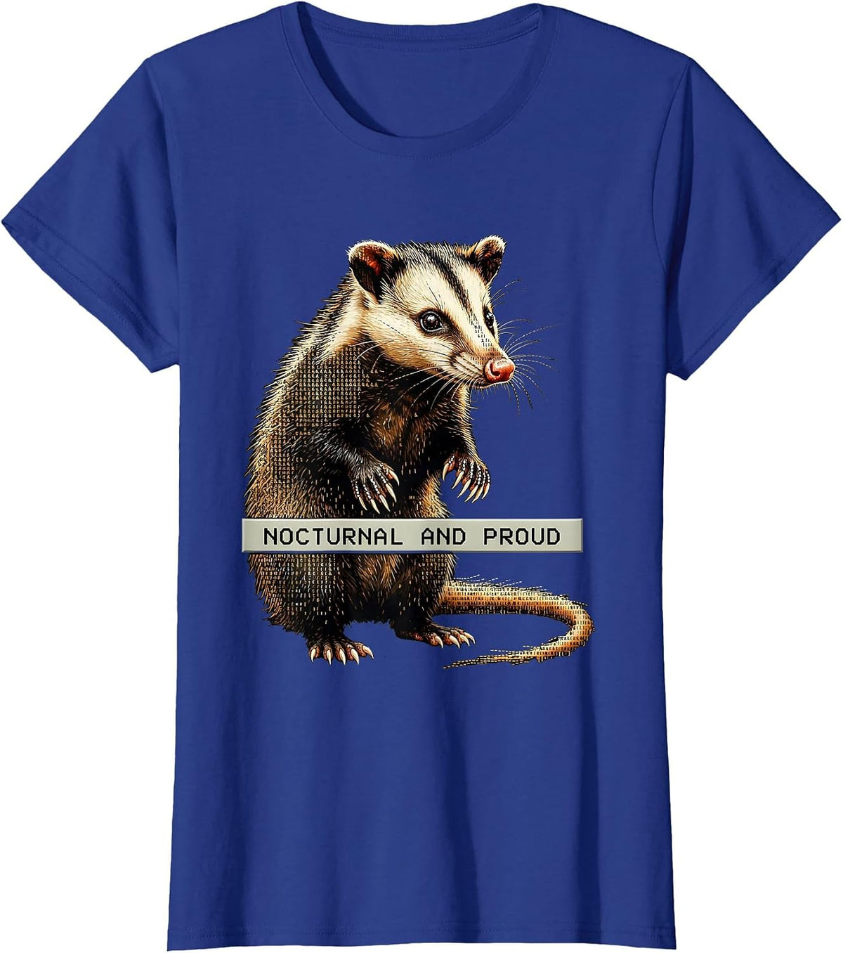 Women's Nocturnal and Proud Opossum Design T-Shirt - Royal Blue