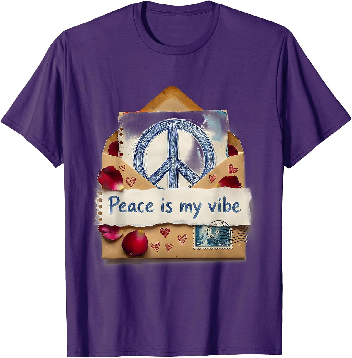 Peace Is My Vibe Groovy Peace Sign Design T-Shirt - Purple