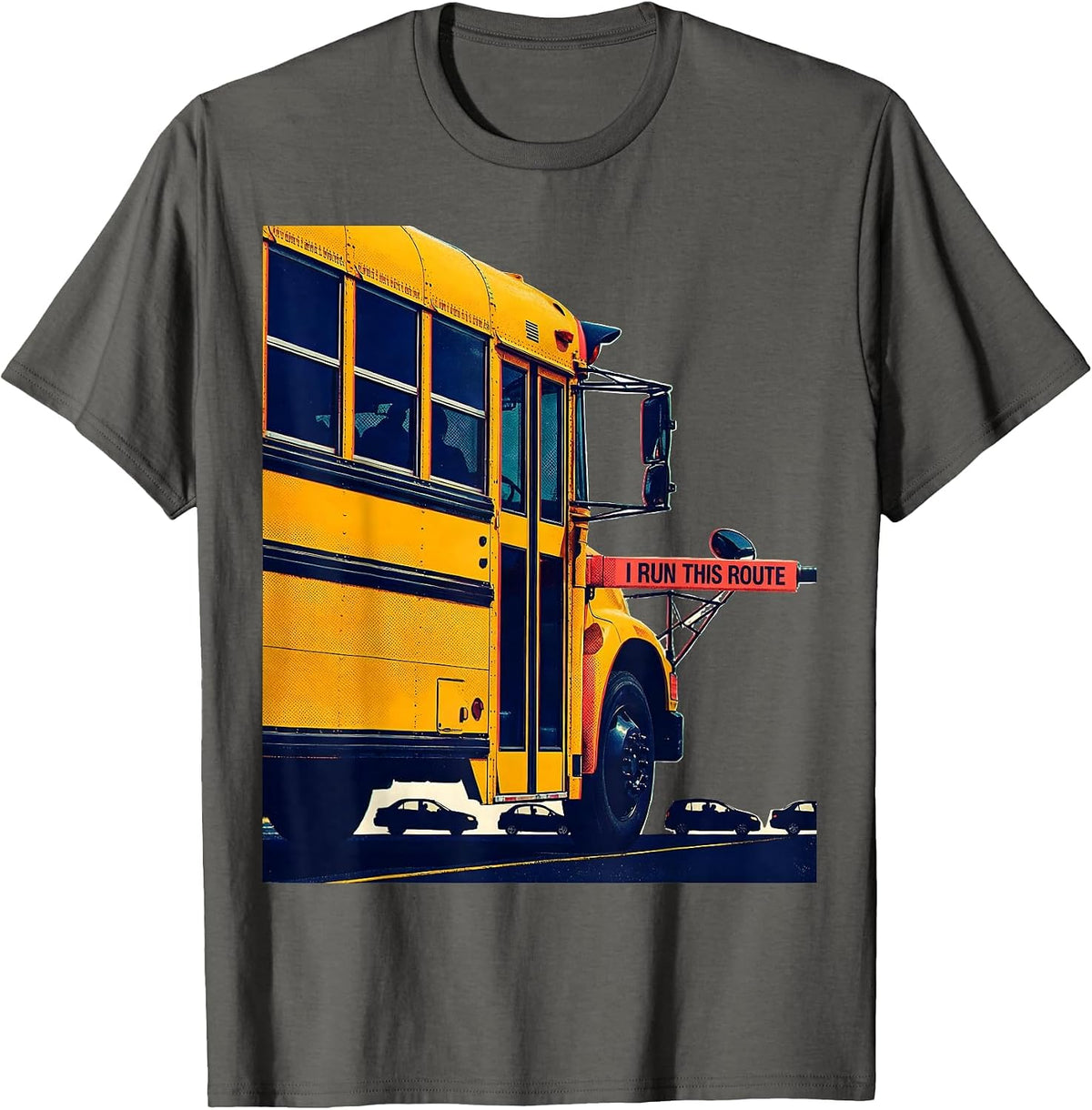 I Run This Route Funny School Bus Driver Appreciation Gift T-Shirt - Asphalt Grey