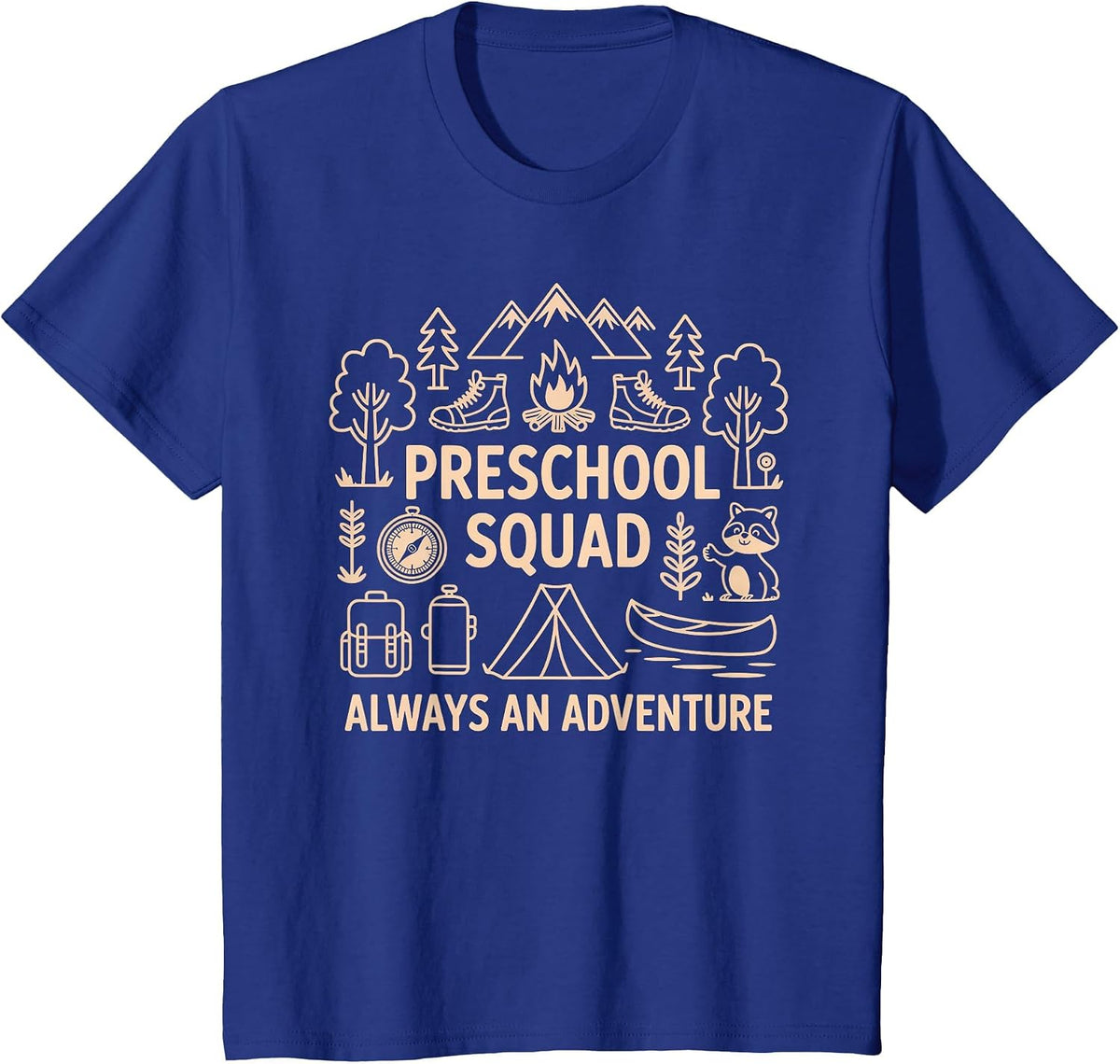 Pre-K Squad Adventure Camping Preschool Teacher Boy Girl Kid T-Shirt - Royal Blue