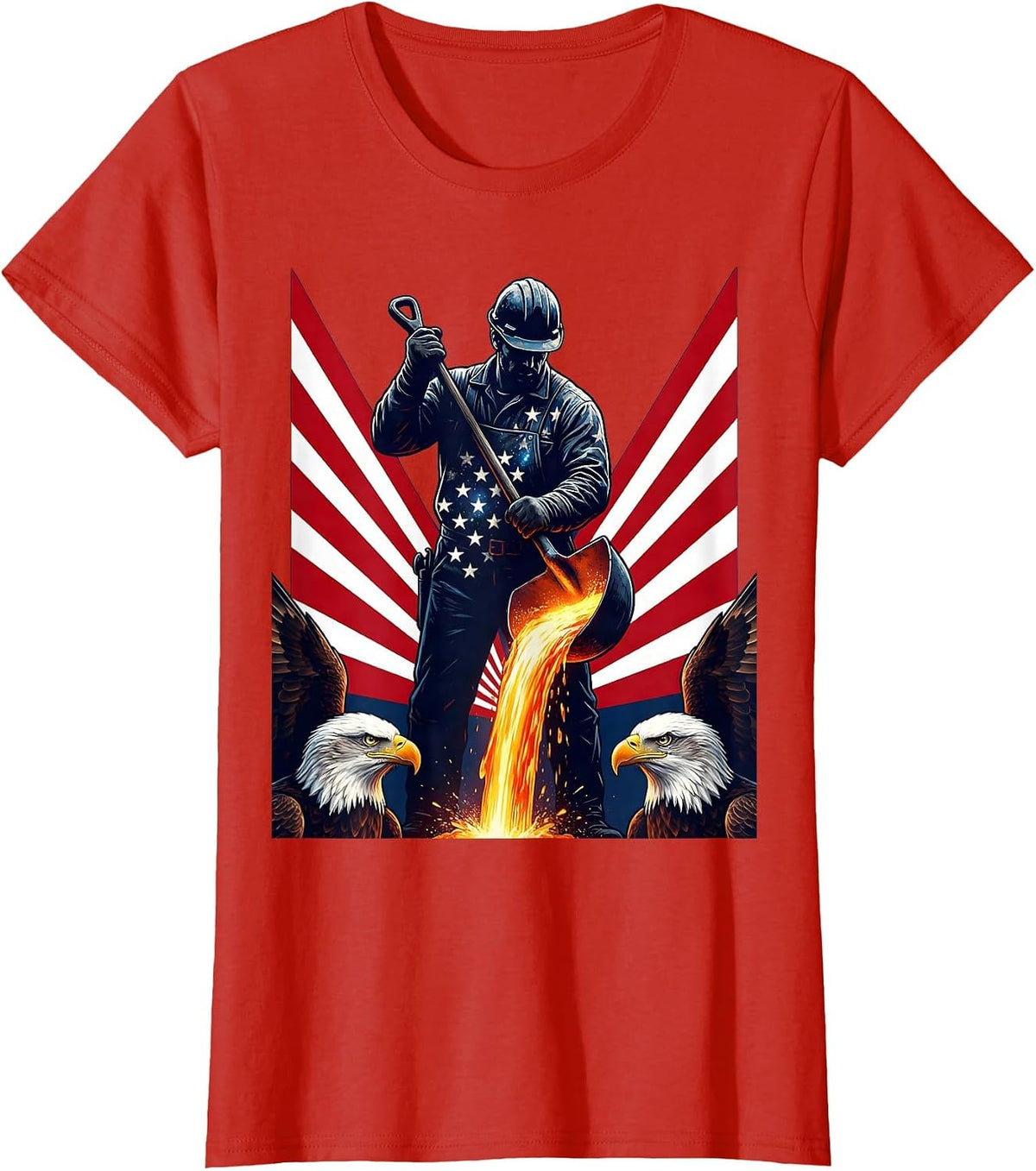 Women's Steelworker Molten Metal Foundry Graphic T-Shirt - Red