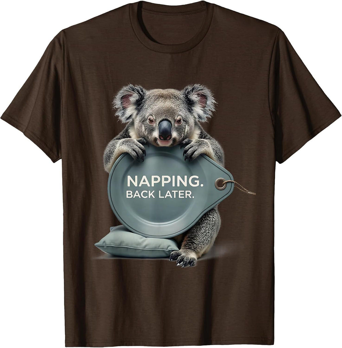 Men's Napping. Back Later Funny Koala Animal Official Sleepshirt T-Shirt - Brown