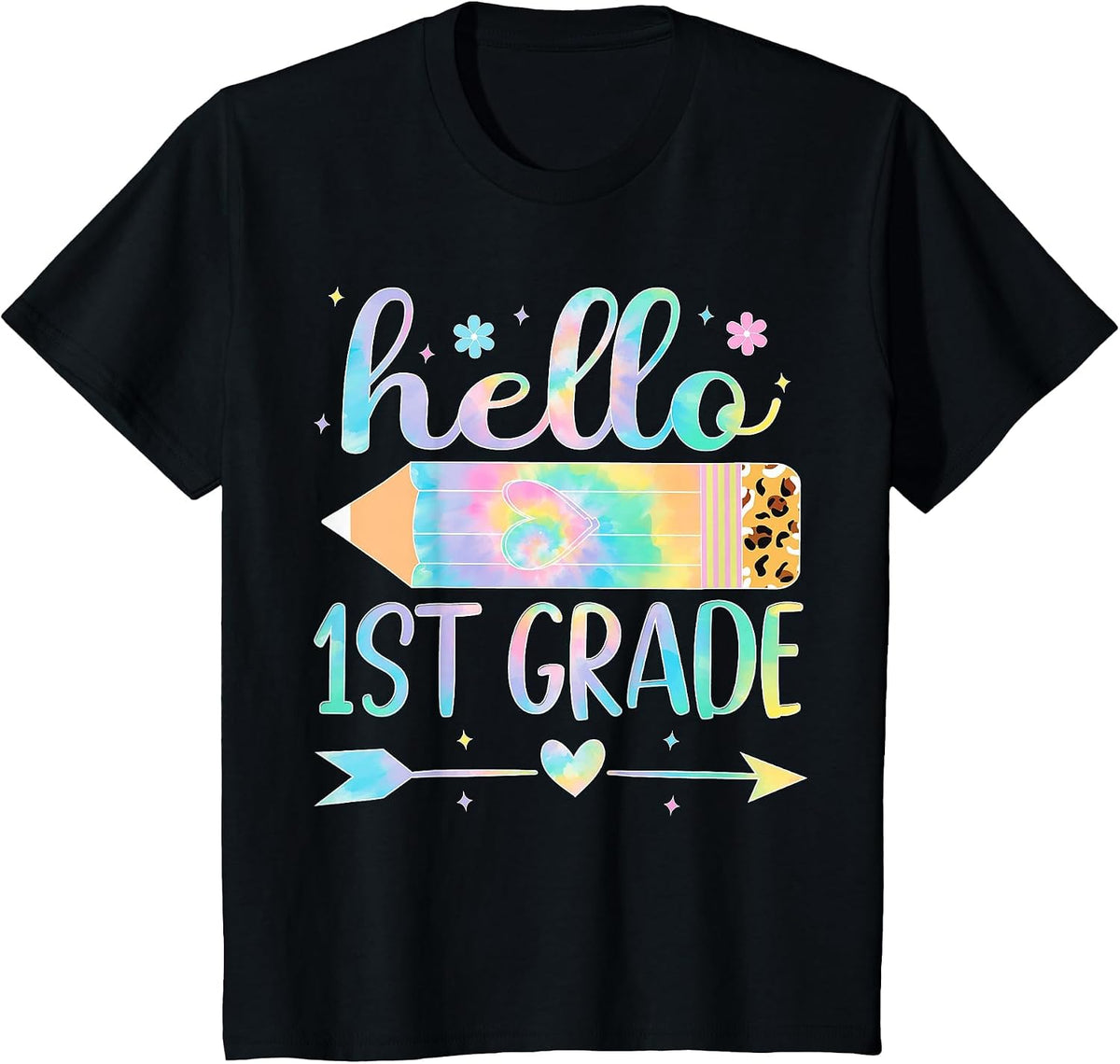 Tie Dye 1st Grade Back to School Hello First Grade Teacher T-Shirt - Black
