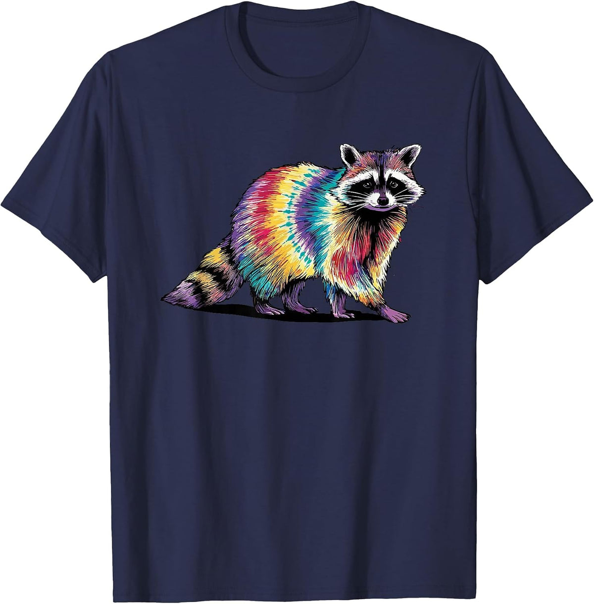 Tie Dye Art Raccoon Trash Panda Raccoons T-Shirt - Navy Blue