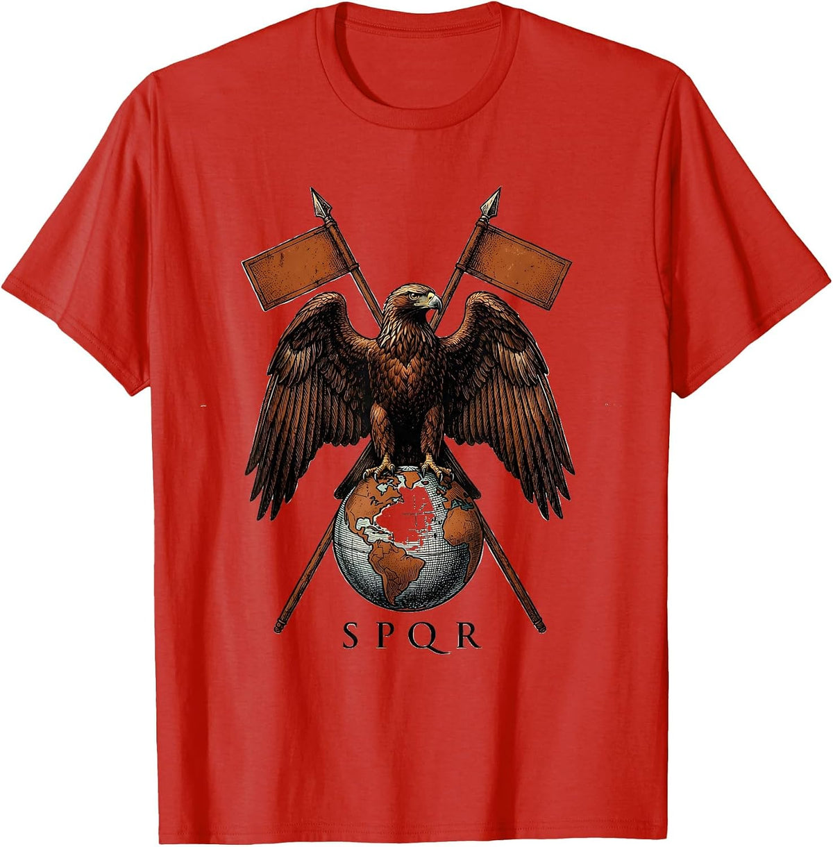 Men's SPQR Vintage Roman Eagle Distressed Meme History Teacher T-Shirt - Red
