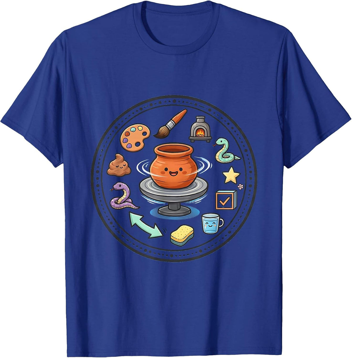 Men's Art Teacher Clay Pottery Wheel Graphic Design T-Shirt - Royal Blue