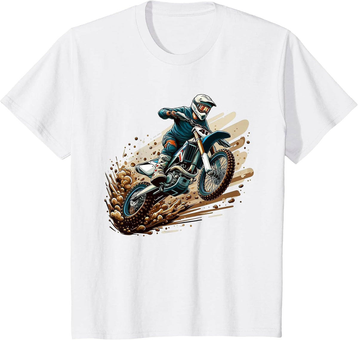 Motocross Enduro Supermoto Bike Dirt Biker Kids Boys T-Shirt - White