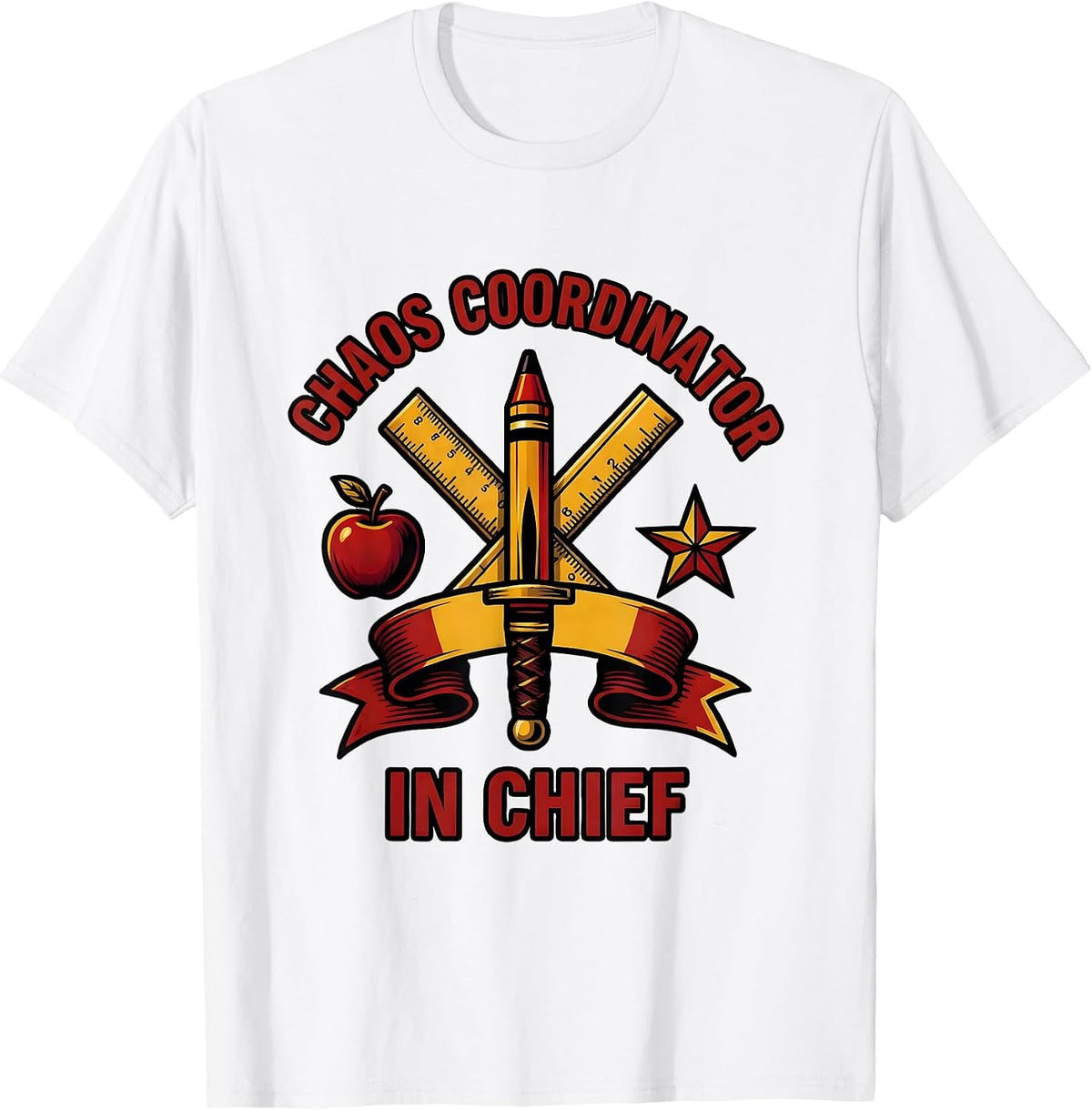 Men's Pre K Teacher Chaos Coordinator In Chief Design T-Shirt - White