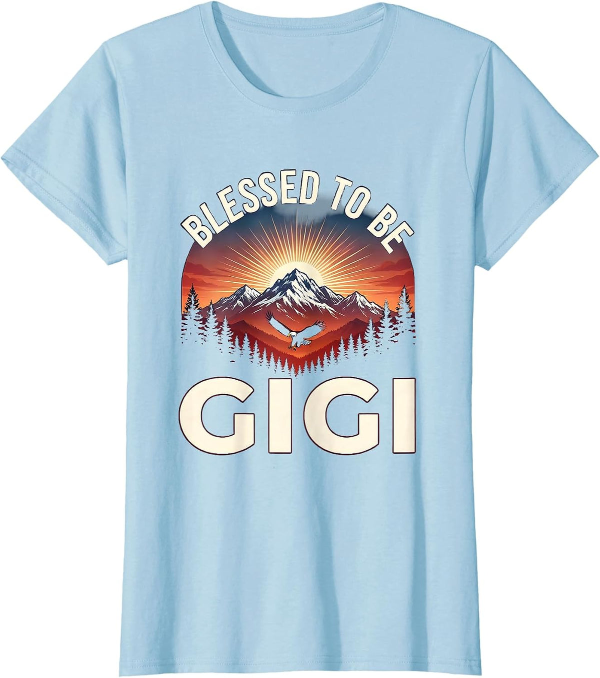 Blessed to be Gigi Grandmother Design T-Shirt - Baby Blue