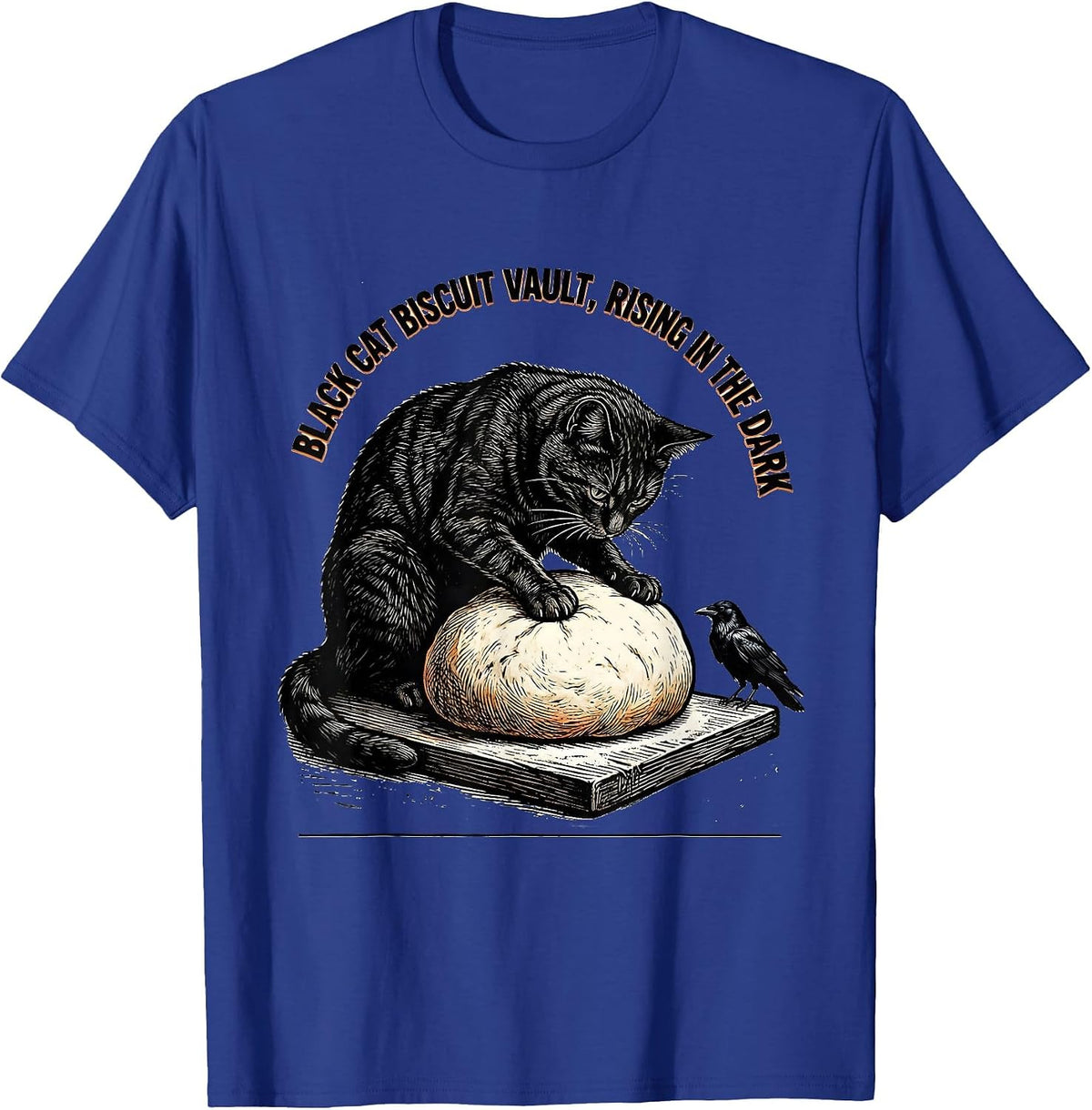 Black Cat Biscuit Vault Rising In The Dark Cat Lover T-Shirt - Royal Blue