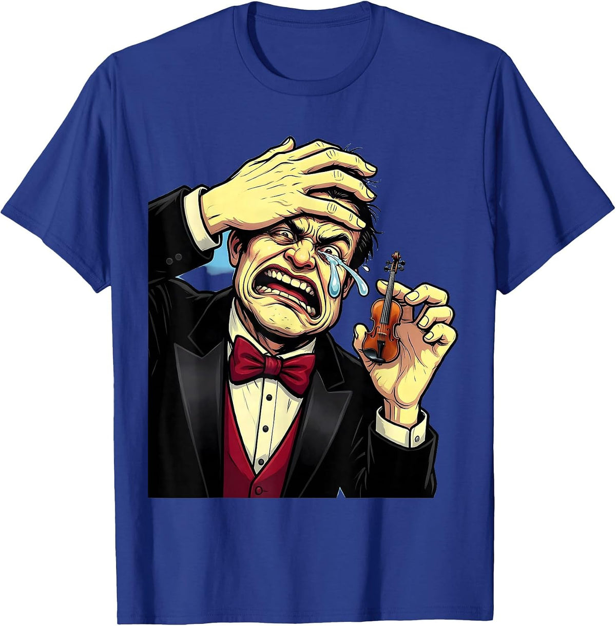 Tiny Violin Drama Funny Meme Graphic T-Shirt - Royal Blue