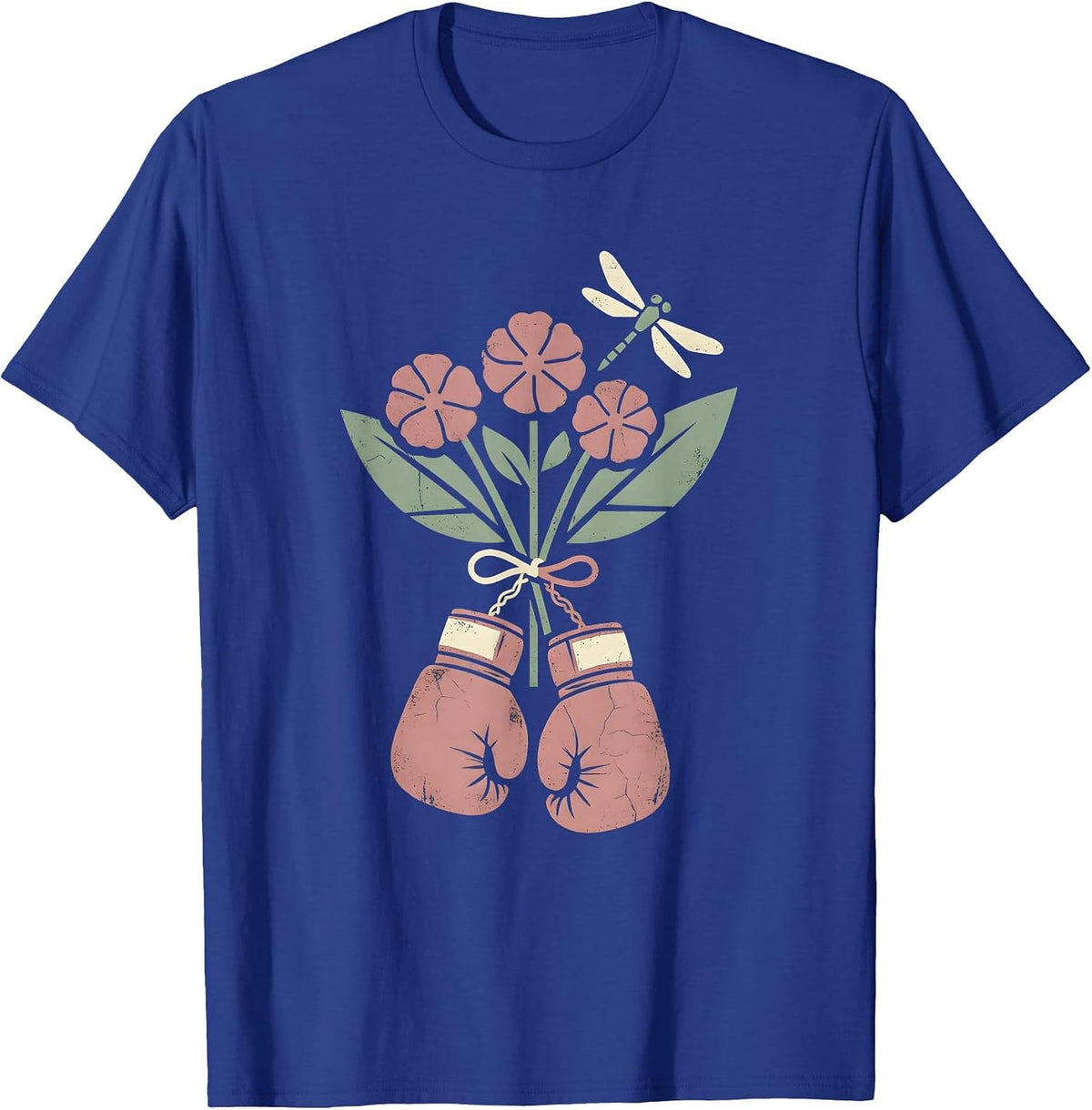 Pink Boxing Gloves Breast Cancer Awareness Design T-Shirt - Royal Blue