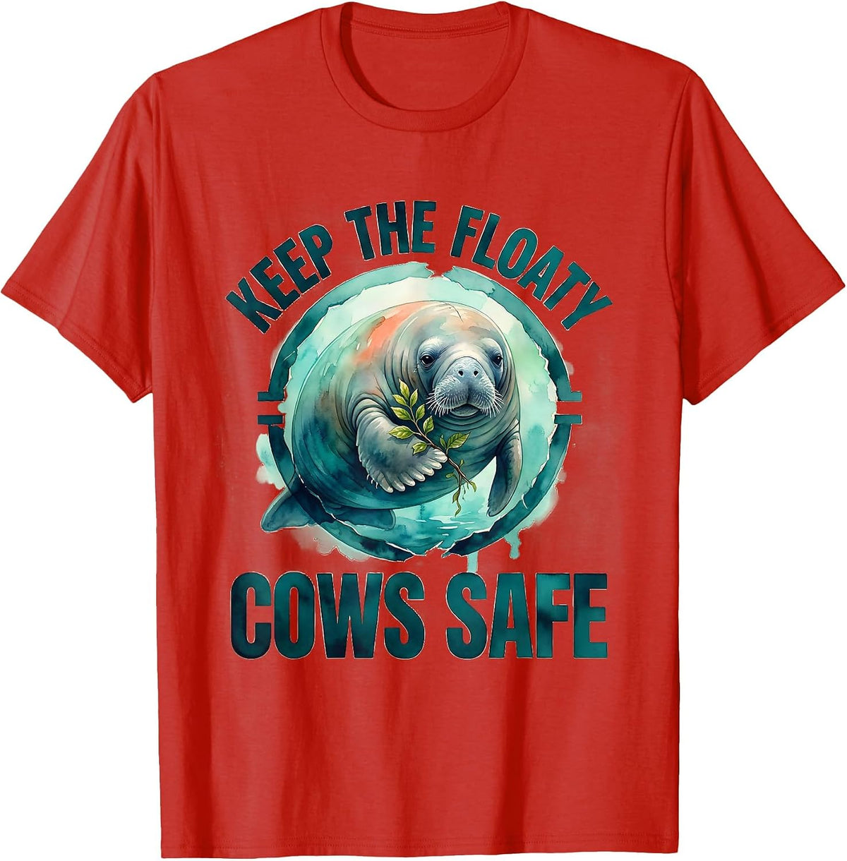 Men's Keep The Floaty Cows Safe Funny Manatee Lover Crystal River T-Shirt - Red