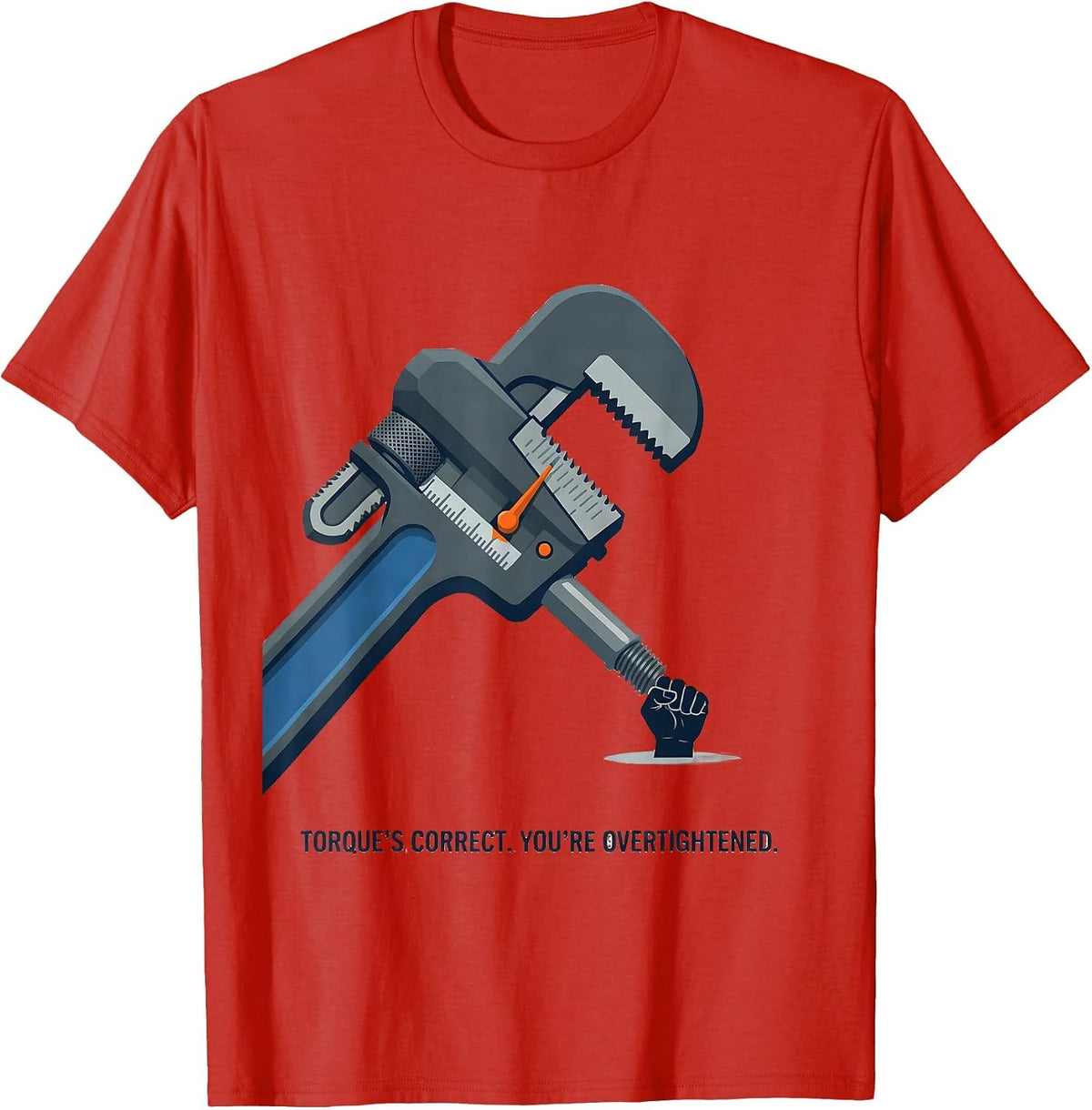 Men's Torque's Correct You're Overtightened Funny Mechanic T-Shirt - Red