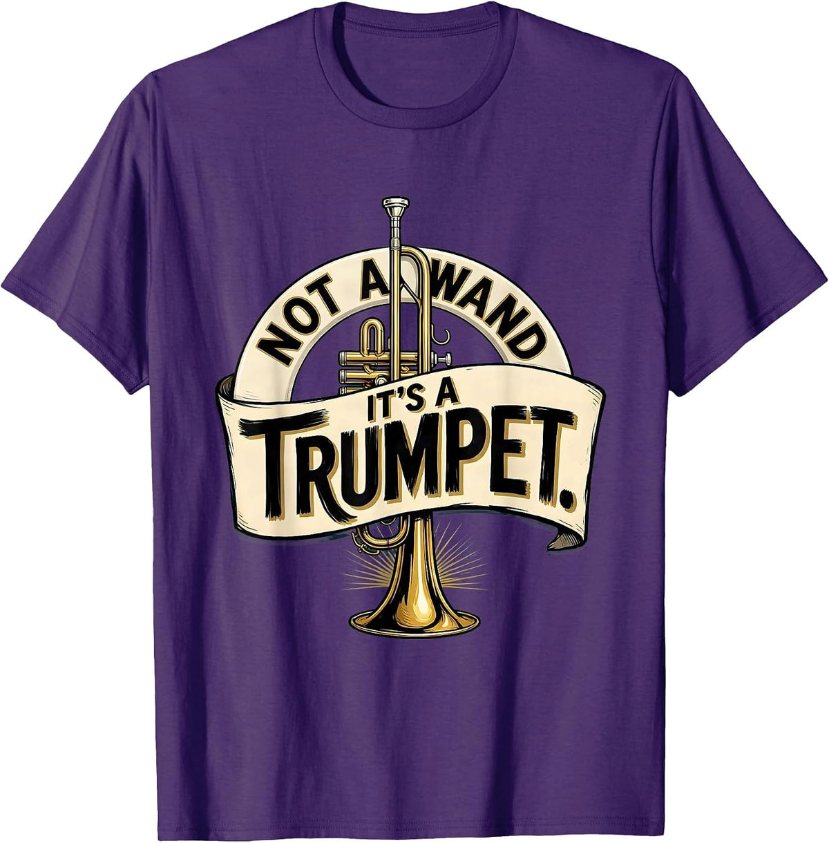 Not A Wand It's A Trumpet Sign Painter Whimsical Band T-Shirt, Men, Purple, XX-Large - As Pictured