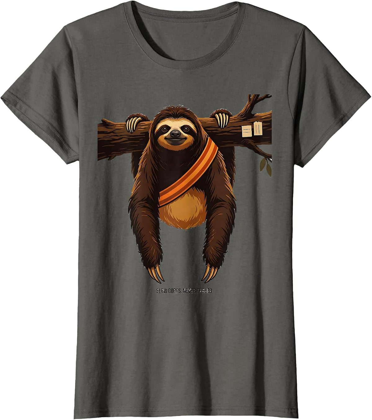 Women's Slow Corps Never Rushed Funny Sloth Lover Gift T-Shirt - Asphalt Grey