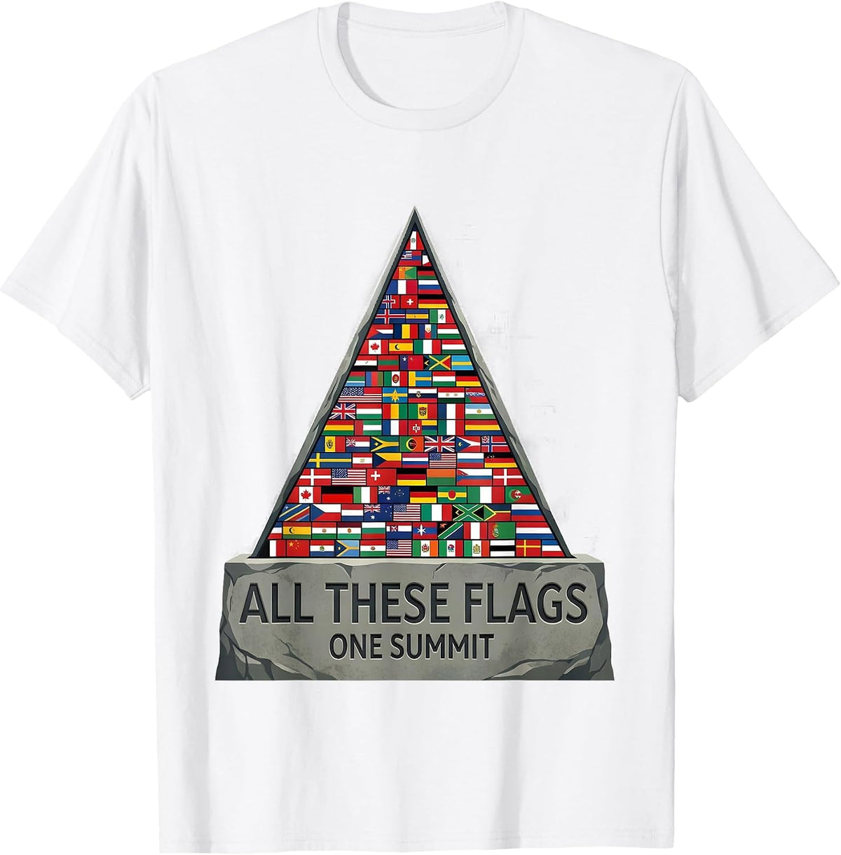All These Flags, One Summit Educational Geography Kids World T-Shirt - White
