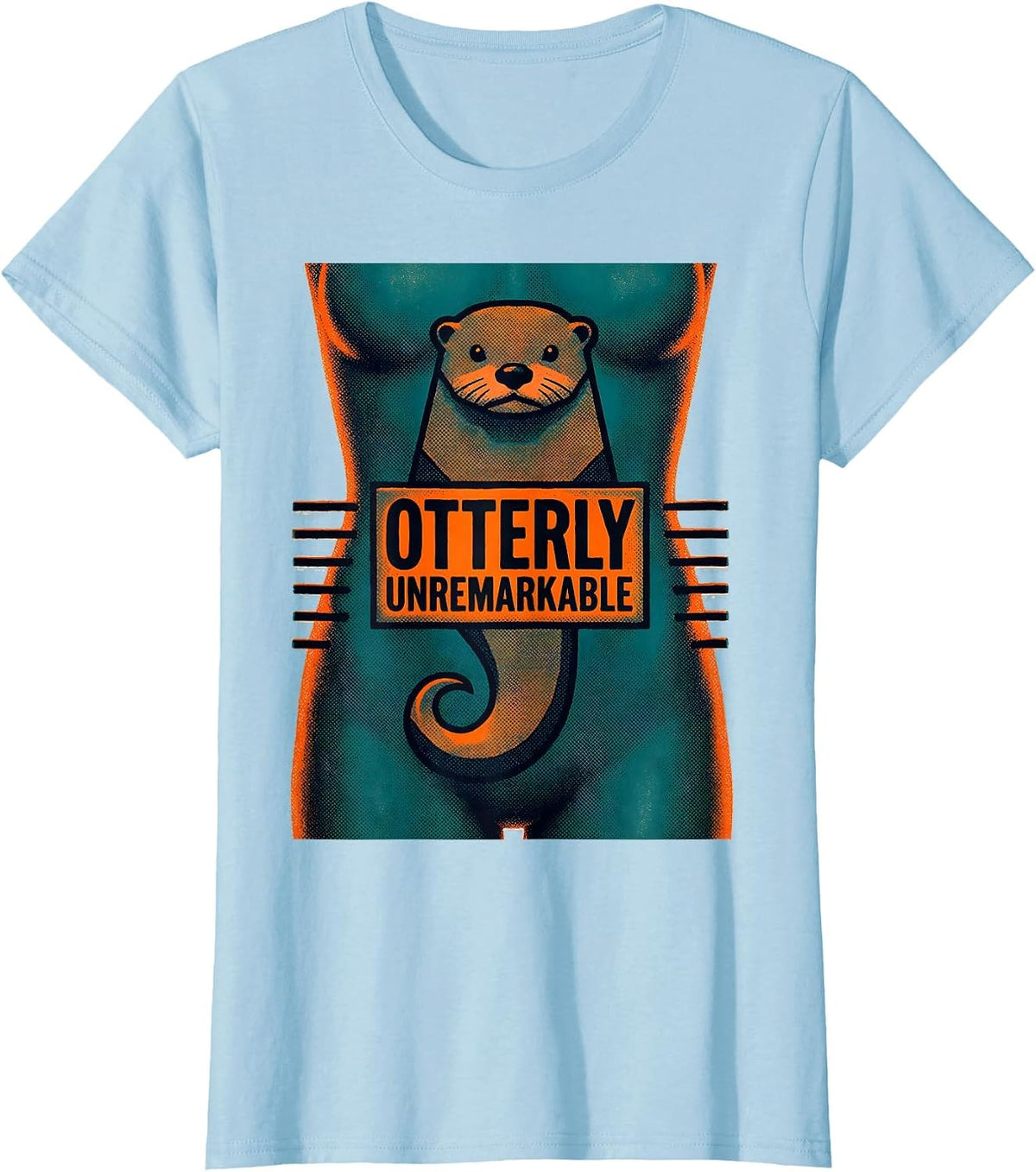 Women's Otterly Unremarkable Risograph Funny Otter Lover Gift T-Shirt - Baby Blue
