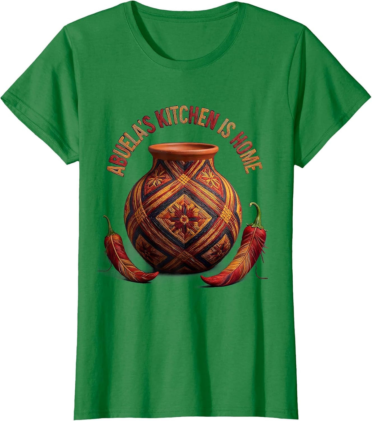 Women's Abuela's Kitchen Is Home Mexican Heritage Design T-Shirt - Kelly Green