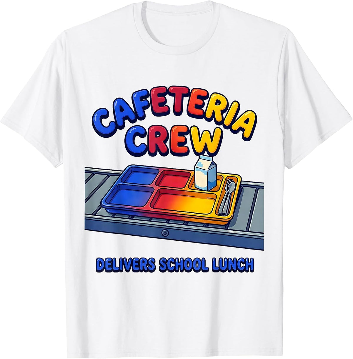 Men's Cafeteria Crew Delivers School Lunch Funny Lunch Lady Back T-Shirt - White
