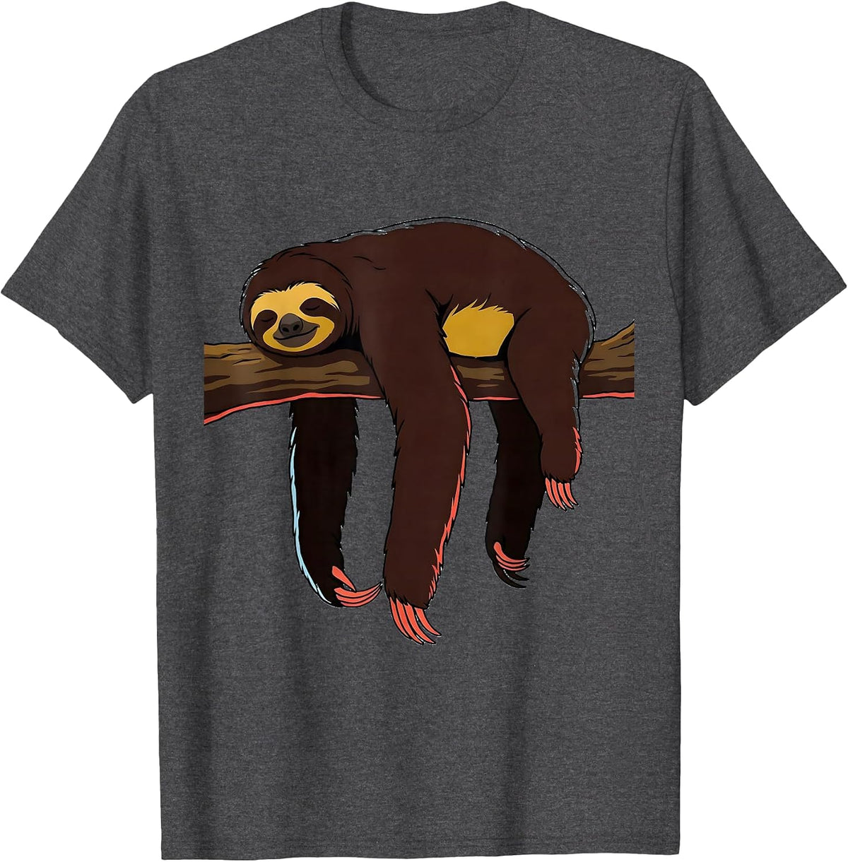Sloth Lazy Humor Animal Lover Novelty Gift T-Shirt - Dark Heather Grey
