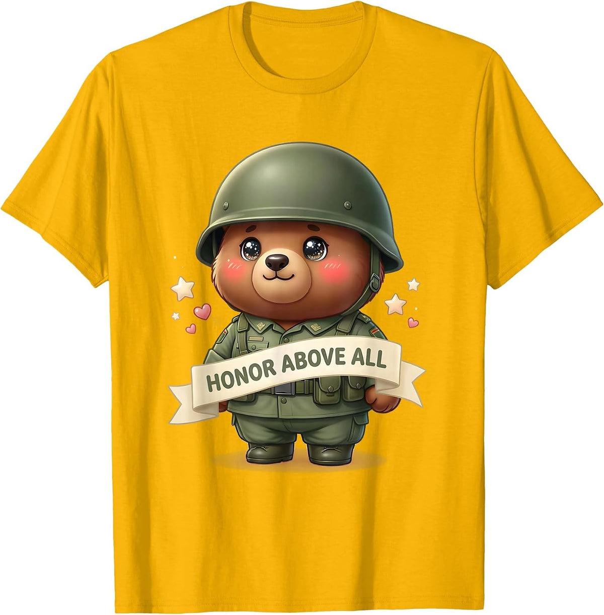 Honor Above All Military Army Pride Design T-Shirt - Golden Yellow