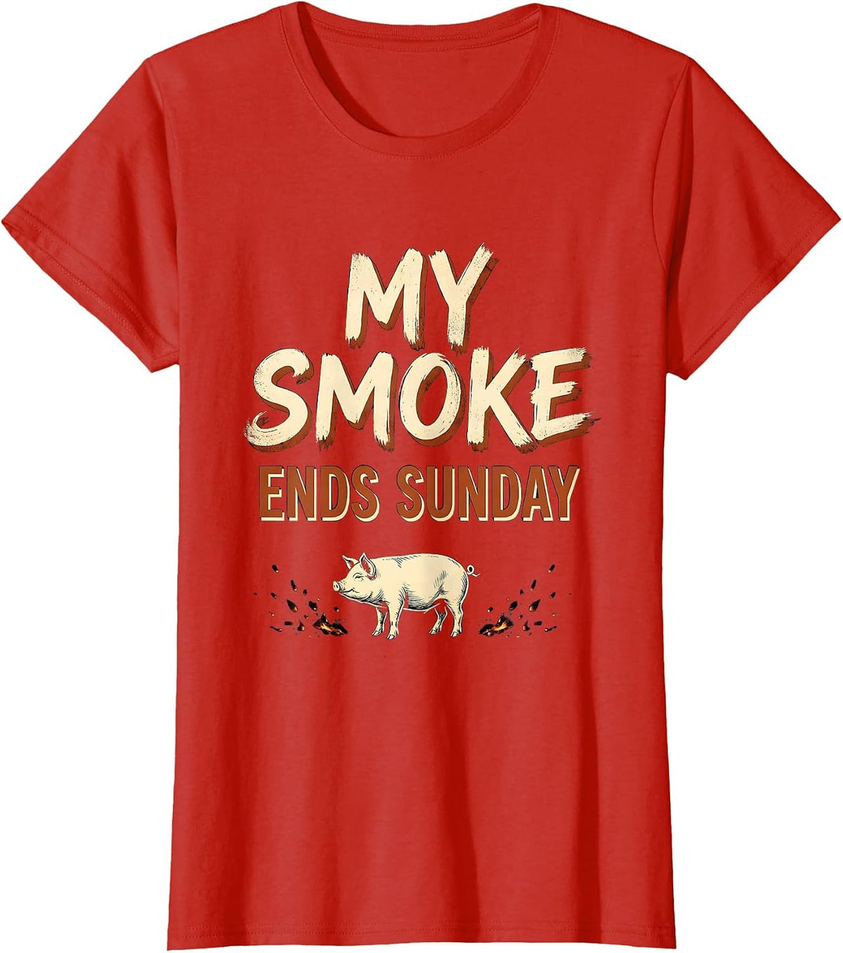 My Smoke Ends Sunday Funny BBQ Cookout Party Dad T-Shirt - Red