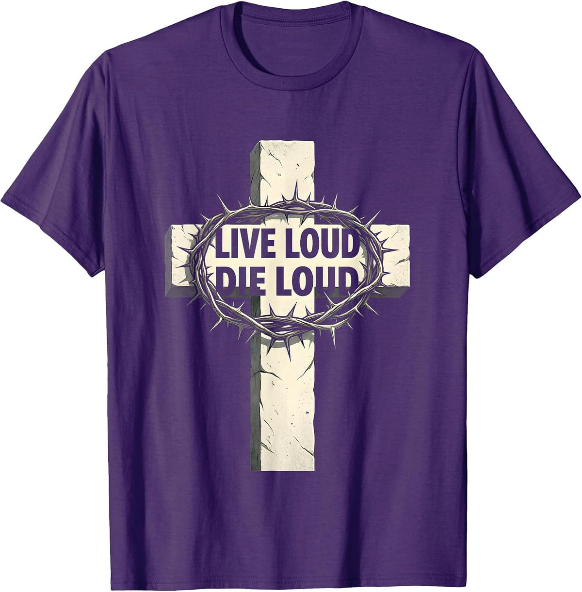 Live Loud Die Loud Heavy Metal Graphic Design T-Shirt - Purple
