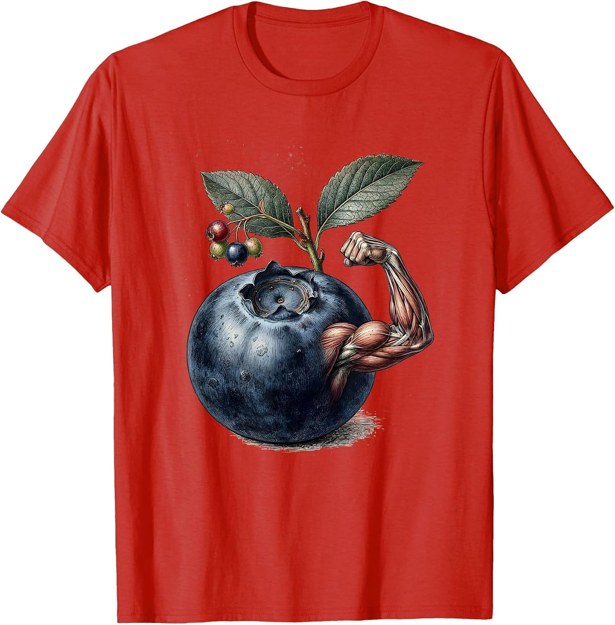 Men's Red White and Blueberries Flexing Muscle Graphic T-Shirt - Red