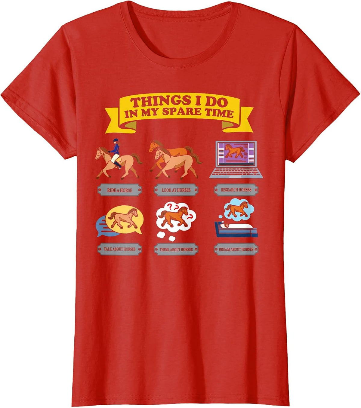 Horse Horseback Equestrian Whisperer Funny Spare Time T-Shirt - Red