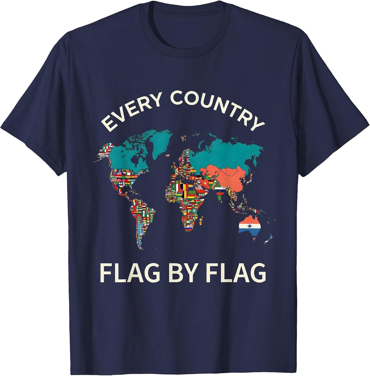 Every Country Flag By Flag Global Unity Geography Lover T-Shirt - Navy Blue