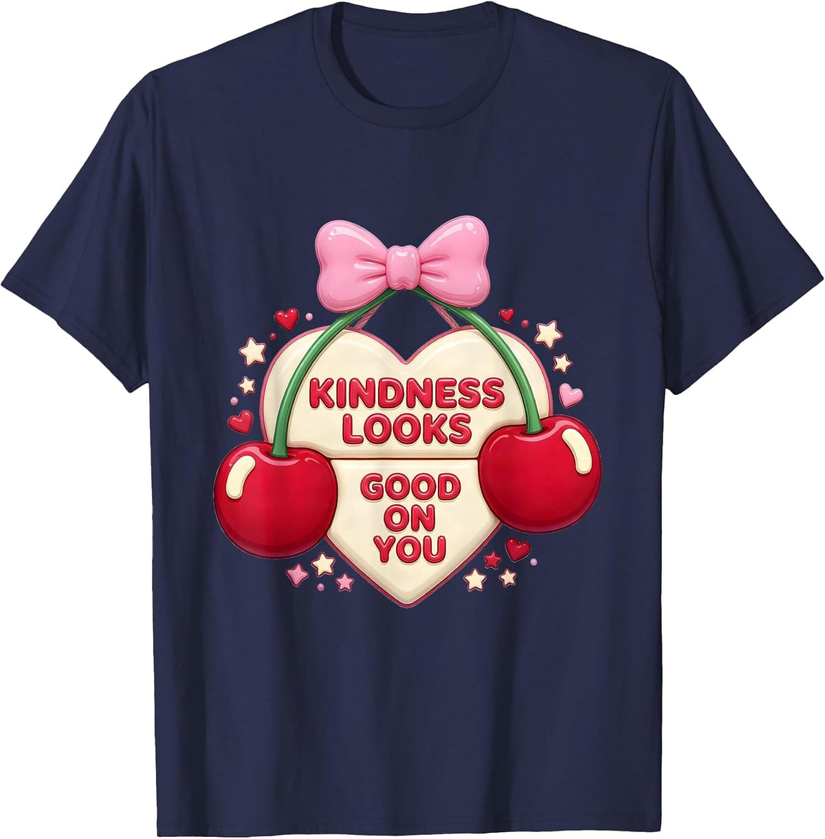 Kindness Looks Good On You Be Kind Design T-Shirt - Navy Blue