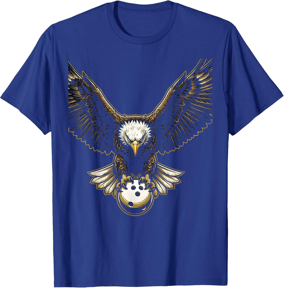 Men's Eagle Bowling Ball Strike Graphic Tee T-Shirt - Royal Blue